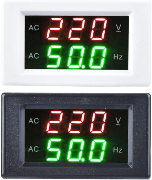 Voltage Frequency Meter, YB4835VF LED Digital Dual Display Ammeter Voltmeter Generator Tester AC Voltage Frequency Meter Measuring Tool(Black)...