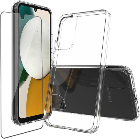 for Samsung Galaxy A34 5G Case Crystal Clear Slim Hard Case Hybrid Shockproof Bumper with Tempered Glass Screen Protector Full Body Anti-Yellow An...