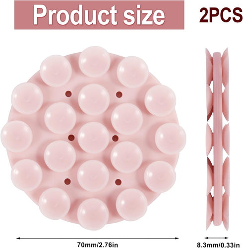 2pcs Double-Sided Phone Suction Mount, 2.76x0.33 Inch Round Silicone Suction Cup Phone Holder Multipurpose Suction Phone Case Adhesive for Mobile ...