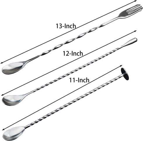 JETKONG 3 Pcs Cocktail Mixing Spoons 12-Inch Bar Spoon Long Stirring Spoon Drink Stirrers Cocktail Spoons for Tea, Coffee, Ice Cream, Juice, Drink...