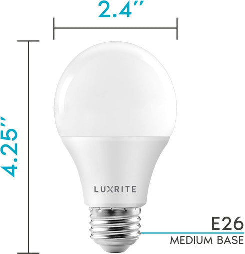 LUXRITE A19 LED Bulb 75W Equivalent, 1100 Lumens, 4000K Cool White, Dimmable Standard LED Light Bulbs 11W, Enclosed Fixture Rated, Energy Star, E2...