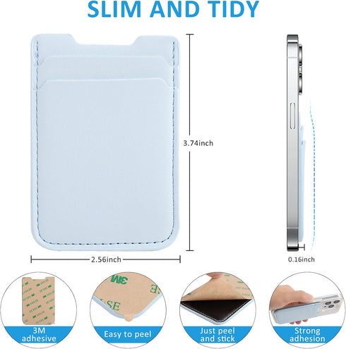 Phone Wallet Stick on,3Pack Phone Card Holder for Phone Case, Leather Credit Card Sticky Wallet Double Pocket Sticker Back of iPhone, Android, Sam...