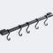 MIAOHUI Kitchen Rail with Hooks, Pan and Pot Hangers for Kitchen Wall Mount, Kitchen Utensil Rack with Removable S Hook, Aluminum (17.3inch_Black_...