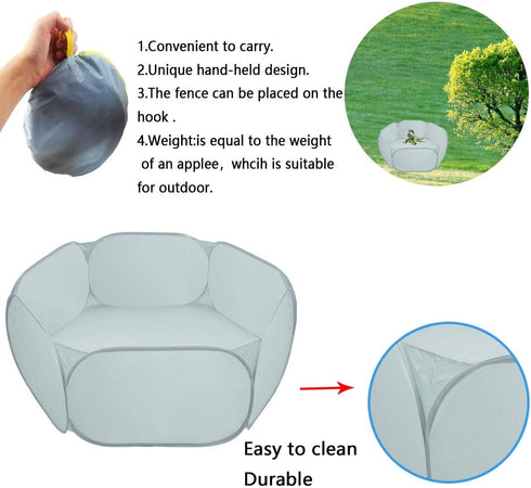 Small Animal Cage Tent Playpen with Fabric,Reptiles Cage,Breathable Transparent Pet Playpen Pop Open Outdoor/Indoor Exercise Fence,Portable Yard F...