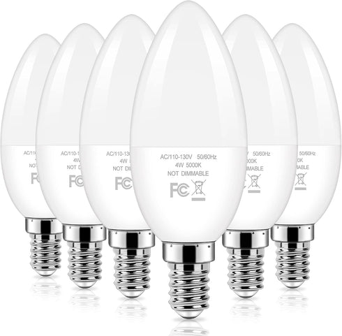 Brightever Candelabra 40W Equivalent LED Light Bulbs, 4W Candle Light Bulbs with Small E12 Base, Daylight White 5000K Ceiling Fan Lightbulbs, Type...