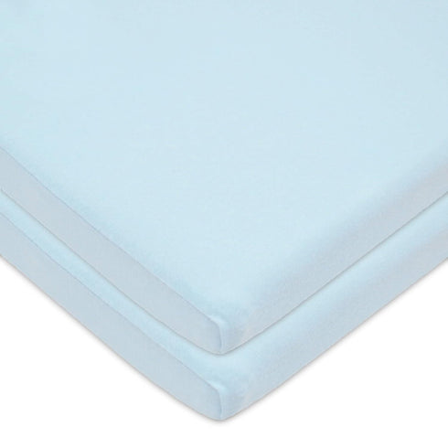 American Baby Company 15" x 33" Fitted Bassinet Sheet, 100% Natural Cotton Jersey Knit, Blue, Soft Breathable, for Boys and Girls, Pack of 2...