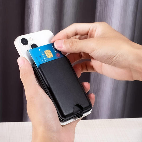 Magnetic Leather Phone Wallet Holder for iPhone,Compatible with iPhone MagSafe Wallet Stand for iPhone 14/13/12 Series with Magsafe or Phones with...