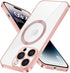 Magnetic Case for iPhone 15 Pro Max Phone. TPU Shockproof Electroplated Bumper, Camera Lens Protector, Waterproof Transparent Case., Rose Gold...