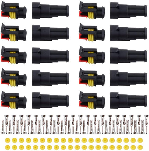 MUYI 10 Kit 2 Pin Way Waterproof Electrical Connector 1.5mm Series Terminals Water Resistend...
