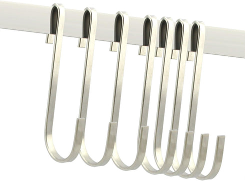Flat Style Premium Stainless Steel S Hook Cookware Universal Pot Rack Hooks Sturdy Hanging Hooks - Multiple uses for Kitchenware, Pots, Utensils, ...