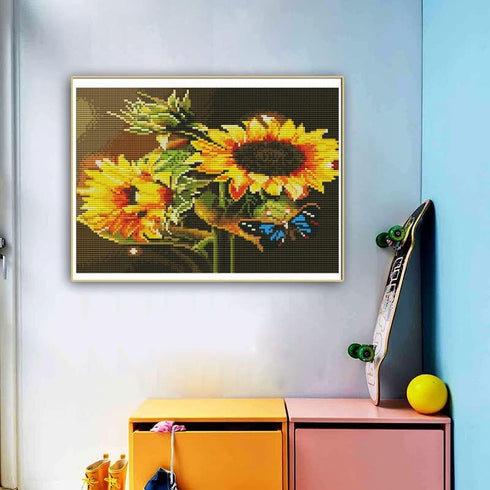 KARMOGSO Stamped Cross Stitch Kits,Sunflower Counted Cross Stitch Kits for Beginners Adults,Full Range of Cross-Stitch Stamped Kits Needlecrafts A...