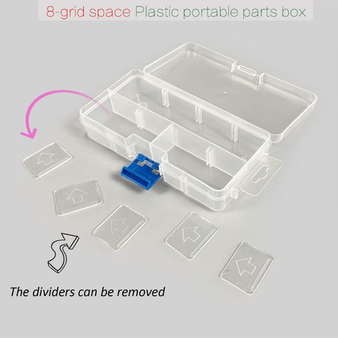 4 Pack 8 Grids Plastic Bead Organizer Box/Clear Crafts Thread Storage Containers with Removable Dividers (Free Letter Stickers)...