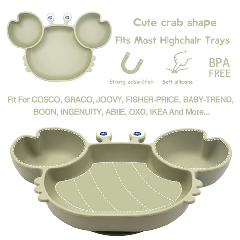 Silicone Suction Plate for Toddlers - Self Feeding Training Divided Plate Dish and Bowl for Baby and Toddler, Fits for Most Highchairs Trays, BPA ...