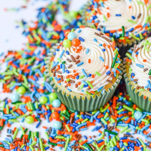 Dinosaur Sprinkles for Cupcakes Cake Decorating, Cookies and Baking - Fancy Edible Dino Sprinkles Cake Toppings in Brown Jimmies, Blue Nonpareils,...
