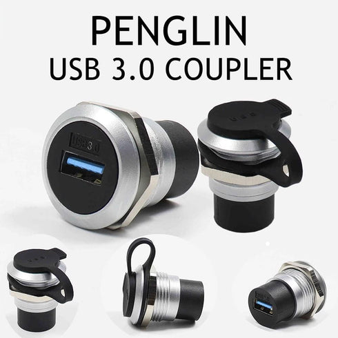 PENGLIN 2Pack USB 3.0 Panel Mount Coupler, USB Pass Through Connector, Female to Female Bulkhead Extension Adapter with Water/Dustcap...