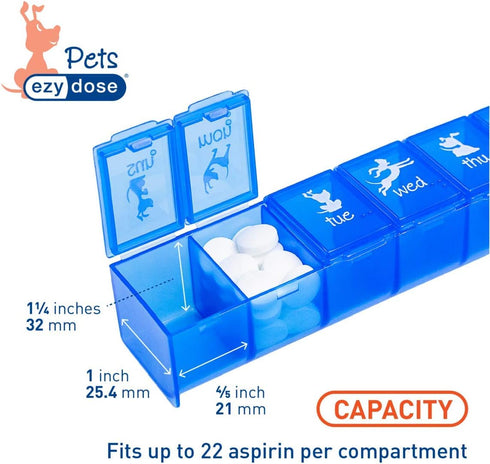 EZY DOSE Pets Weekly (7-Day) Pill Case, Medicine Planner, Vitamin Organizer Box for Dogs, Convenient and Easy to Use, Large Compartments, Convenie...