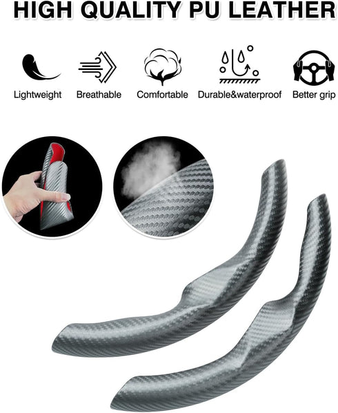 Custom-Fit Steering Wheel Cover for Tesla, Telsa Model 3 / Y Carbon Fiber Steering Wheel Cover for Men/Women, Anti-Slip, Comfortable Grip, Breatha...