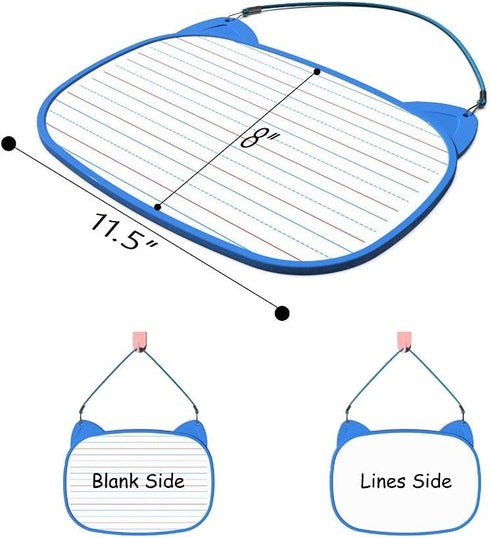 Small Dry Erase White Board 11.5x8" with 5pcs Dry Erase Markers, Double Sided Dry Erase Lapboard with Lines, Mini Hanging Whiteboard for Kids (Blu...