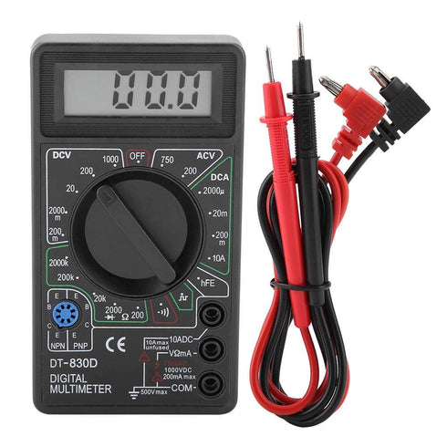 Black DT830D Auto Ranging Digital Multimeter, Continuity Ohm Digital Multimeter, for Transistor Testing Diode Testing Continuity Measurement Buzze...