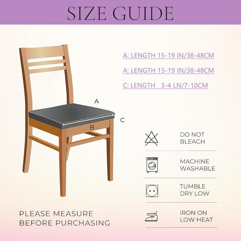 Set of 4 Dining Chair Seat Covers Removable Washable Upholstered Chair Seat Protector Cushion Slipcovers for Kitchen, Office with Rear-Covered...