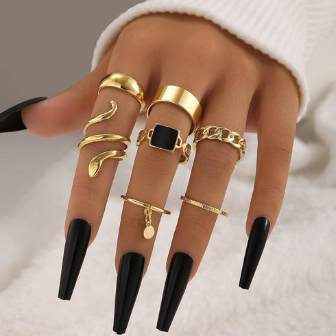 FAXHION 27 Pcs Gold Knuckle Rings Set for Women, Vintage Stackable Boho Snake Finger Rings, Midi Hollow Rings Pack...