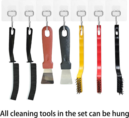 7 Pcs Multi-Purpose Crevice Cleaning Brush Tool for Stubborn Kitchen Grease Stains, Bathroom Crevices, Window Gutters, Tiles and Faucets...