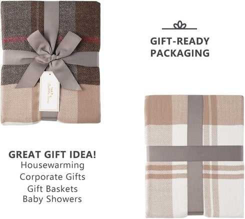 BATTILO HOME Brown Plaid Throw Blanket for Couch - Fall Plaid Blanket Buffalo Plaid Blankets - Lightweight Farmhouse Outdoor Throw Blankets for Be...