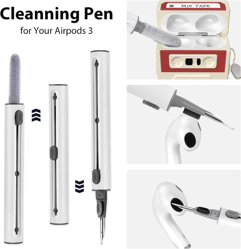 MOFREE for AirPods 3rd Generation Case Cover with Cleaner Kit, Cassette Tape Design Soft Silicone Shock-Absorbing Protective Cover for Apple AirPo...