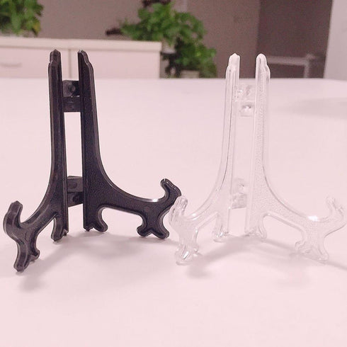 SK 3" High Black Plastic Display Stands Plate Holders to Display Pictures, Cookie, Placecards, Pack of 12 Easels (Black)...