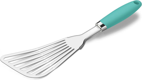 304 Stainless Steel Fish Spatula, Non-Slip Ergonomic Handle Slotted Spatula, Aqua Sky...