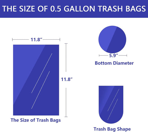 0.5 Gallon Mini Trash Bags Small Garbage Bags, 11.8 x 11.8 Inches, Fit 2 Liter Mini Trash Can, 4 Rolls, 200 Count, Clear...