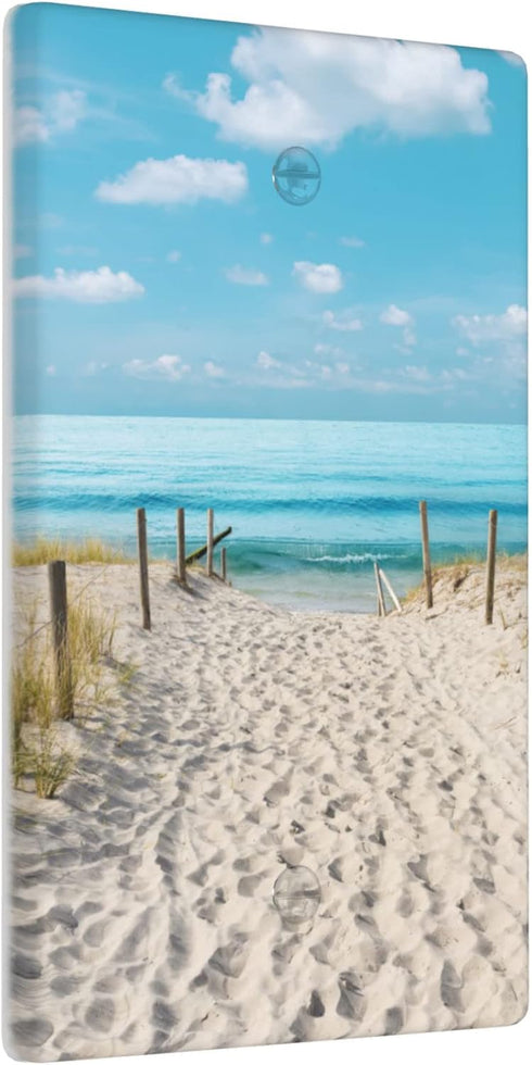Blue Ocean White Sand Beach 1 Gang No Device Blank Outlet Covers Wall Plate Electrical Switchplate Standard Size Light Switch Cover Decorative Fac...