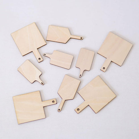 30 Pcs Mini Wooden Cutting Board with Handle,Unfinished Wood Blank Cutting Board, Paddle Chopping Board Small Kitchen Serving Board for Kitchen DI...