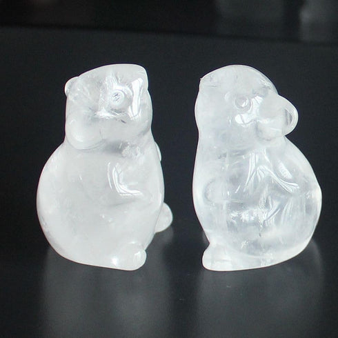Hand Carved Mixed Gemstone Crystal Mouse Rat mice Figurine Animal Carving Statue Office Home Decor 1.5'' (White Quartz)...