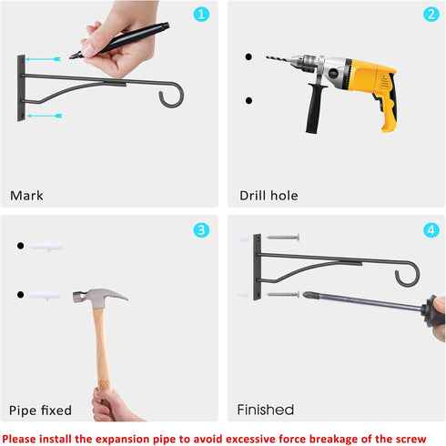 8" Plant Hangers 6 Pack, Hanging Plant Bracket for Wall Fence Porch Outdoor Indoor, Metal Plant Hooks for Basket, Flower, Planter, Feeder, Lantern...