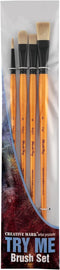 Mimik Hog Professional Synthetic Hog Bristle Paint Brush - Try-Me Set of 4 - Versatile Alternative to Natural Hog Hair Paint Brushes for Oil Paint...
