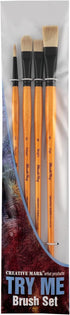 Mimik Hog Professional Synthetic Hog Bristle Paint Brush - Try-Me Set of 4 - Versatile Alternative to Natural Hog Hair Paint Brushes for Oil Paint...