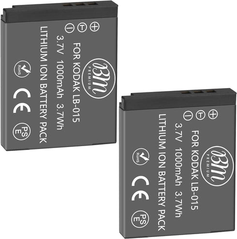 BM Premium 2 Pack of LB-015 Batteries for Kodak PIXPRO WPZ2 Digital Camera...