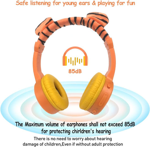 Kids Bluetooth Headphones, Kids Headphones with MIC, Bluetooth 5.3 & Stereo Sound,85dB Volume Limited with SD Card Slot, Childrens Headphones for ...