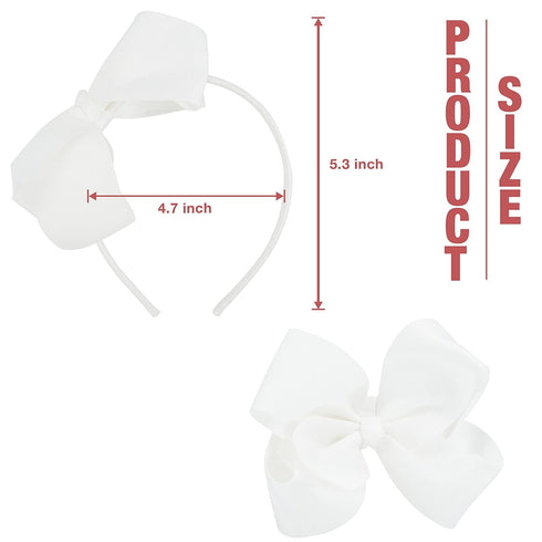 MEEDEE Fashion Cute White Bow Headband for Girls Toddlers 3 Year Old, Little Girl Grosgrain Headband for Casual Wear Party Dress Decoration...
