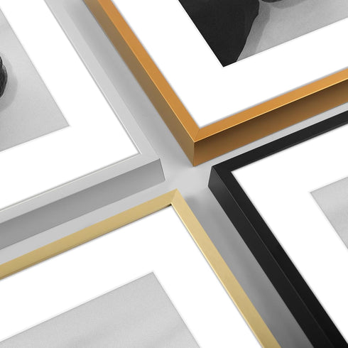 Golden State Art - 8x8 Aluminum Picture Frame - with Mat for 4x4 Photo or Without Mat for 8 x 8 Photo - Real Glass Cover - Simple and Elegant Deco...