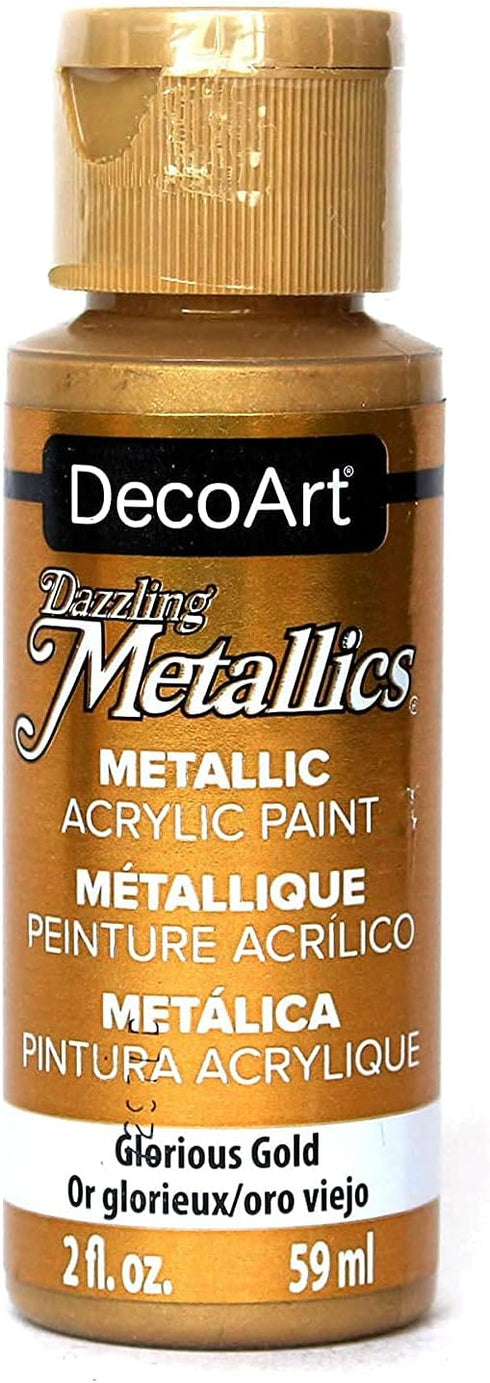 DecoArt Dazzling Metallics - 2 Ounce 4 Pack Glorious Gold Acrylic Paint Set Gold Metallic Acrylic Paint Art Supplies- Art Projects, Home Decor- E-...