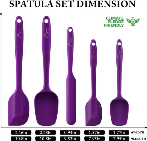 HOTEC High Heat Resistant Food Grade Silicone Rubber Spatula Set for Baking, Cooking, and Mixing Non Stick Dishwasher Safe BPA-Free Purple Set of ...