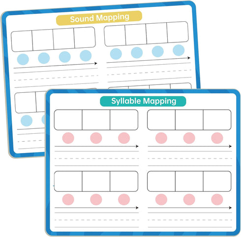 Phonemic Awareness Dry Erase Board,9" x 12" Double Sided Syllable Small Whiteboard,Speech Games, Letter Sound,Science Reading Manipulative,Prescho...