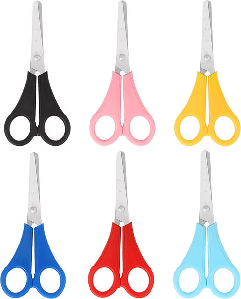Kid Scissors, Blunt Tip Safety Children Scissors, Stainless Steel Blades with Centimetre Scale, More Accurate Cutting, Set of 6...