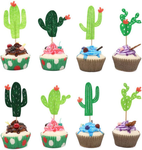 Cactus Cupcake Toppers Summer Hawaii Theme Party Favors Cupcake Picks for Fruit Cake Decorations Fiesta West Tropical Cacti Birthday Party Supplie...