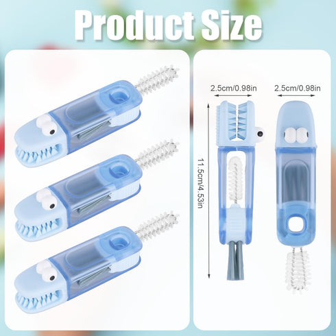 3pcs 4 in 1 Bottle Cleaning Brush Set, Multipurpose Cup Lid Gap Cleaner Brush Bottle Lid Crevice Cleaning Detail Brush Tools for Home Kitchen Wate...