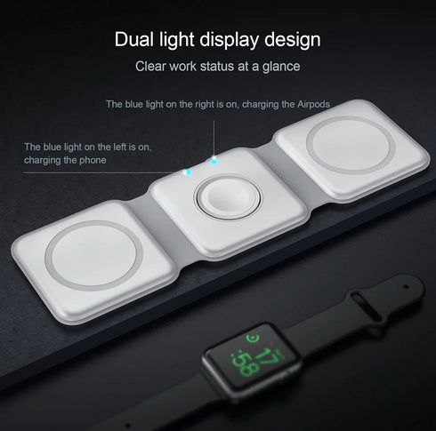 Magnetic Wireless Charging Station 3-in-1, Foldable, Magnetic Fast Charger for iPhone 15/14/13/12 Pro Max, Smart Watch and Ear Buds(White)...