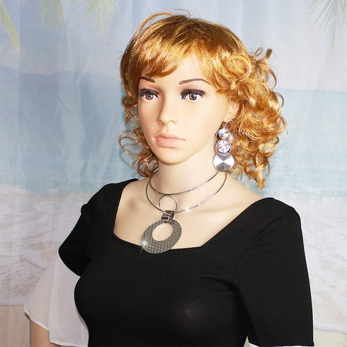 HSQYJ Fashion Bib Choker Drop Earring Set Bohemian Punk Ethnic Style Statement Dangle Earrings Pendant Necklace Crystal Wedding Bridal Jewelry Set...