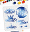 Water Ripple Splash Crown Stencils 11.8×11.8inch Water Drops Painting Stencils with Paint Brush Water Vortex Theme Drawing Template for Fabric Wal...